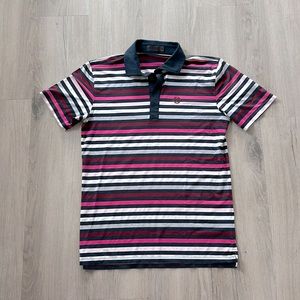 G/Fore Men's M Navy Pink Striped Polo